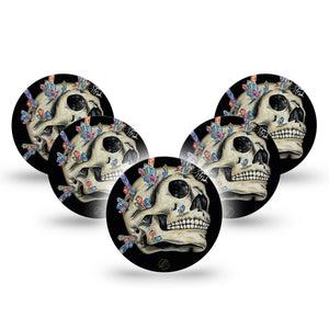 ExpressionMed Crystal Skulls Freestyle Libre 3 Overpatch 5-Pack Jewel Studded Skull Plaster CGM Design