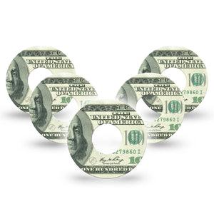 ExpressionMed Feeling $100 Infusion Set Tape 10-Pack Tape Independence Day Stars, Overlay Patch Continuous Glucose Monitor Design