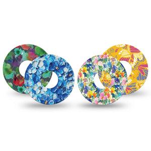ExpressionMed Summer Splash Variety Pack Freestyle Libre 3 and Libre 3 Plus Tape, 4-Pack Tape Variety Jewel Toned Florals, Adhesive Tape Continuous Glucose Monitor Design
