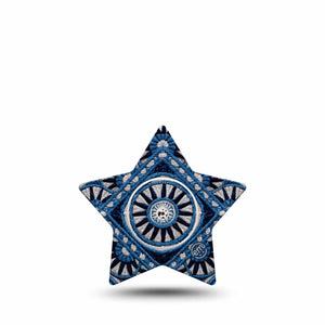 ExpressionMed Indigo Loomwork Freestyle Libre, Libre 2 Plus, and Abbott Lingo Star, Single Tape and Single Sticker Rugged geometric design Patch for CGM