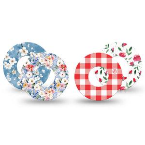 ExpressionMed Liberty Blooms Freestyle Libre, Libre 2 Plus, and Abbott Lingo, 4-Pack Tape americana flowers Decorative Patch for Continuous Glucose Monitor