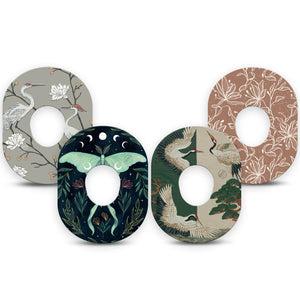 ExpressionMed Earth Tones Dexcom G7 and Dexcom Stelo Glucose Biosensor System, 4-Pack Tape Dusty florals and wings Fixing Ring Tape for Continuous Glucose Monitor