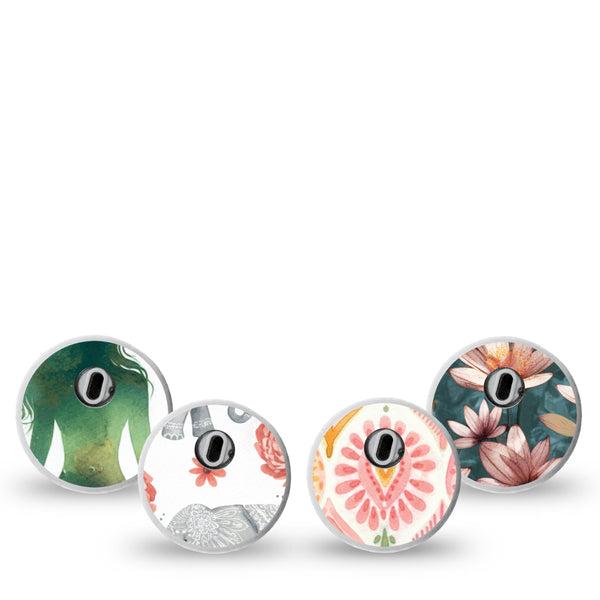 ExpressionMed Balance Bloom Freestyle Libre 3 and Libre 3 Plus Sticker, 4-Pack Sticker peaceful flower pattern art Vinyl Decoration for CGM