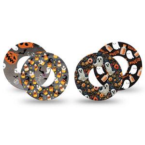 ExpressionMed Ghostly Giggles Variety Pack Freestyle Libre and Libre 2 Plus Tape, Abbott Lingo, 4-Pack Tape Variety, Kid Halloween Prints, Fixing Ring Tape Continuous Glucose Monitor Design