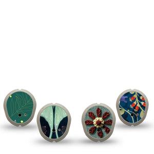 ExpressionMed Muted Mosses Variety Pack Dexcom G7 Sticker, 4-pack Sticker Variety, Blue Green Florals, Vinyl Decoration  CGM Design