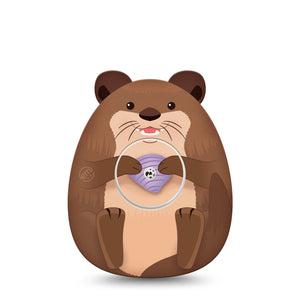ExpressionMed Otter Freestyle Libre 2 and Libre 2 Plus Gumdrop Shape Tape, Abbott Lingo, Single Tape and Single Sticker Cute Otter and Shell, Patch CGM Design
