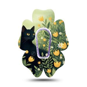 ExpressionMed Jungle Cat Dexcom G6 Flower, Single Tape and Single Sticker Yellow floral kitty Adhesive Tape for CGM