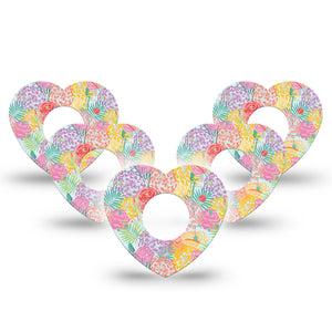 ExpressionMed Spring Flowers Infusion Heart, 10-Pack Cheerful floral print Adhesive Tape For Pump
