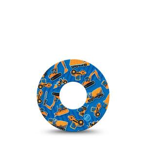 ExpressionMed Construction Trucks Infusion Set Tape, 5-Pack Tape Construction Trucks Pattern, Overlay Patch Continuous Glucose Monitor Design