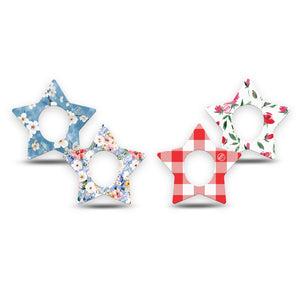 ExpressionMed Liberty Blooms Dexcom G7 and Dexcom Stelo Glucose Biosensor System Star, 4-Pack Tape patriotic floral Overlay Tape for Continuous Glucose Monitor