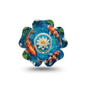 ExpressionMed Koi Pond Dexcom G7 and Dexcom Stelo Glucose Biosensor System Flower, Single Tape and Single Sticker water lily design Patch for CGM