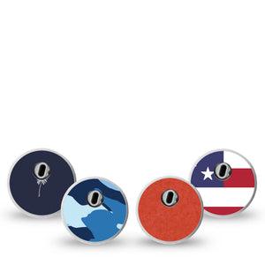 ExpressionMed USA Basics Freestyle Libre 3 and Libre 3 Plus Sticker, 4-Pack Sticker usa color palette Vinyl Decoration for CGM