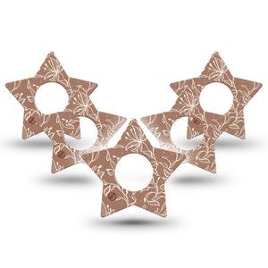 ExpressionMed Mocha Mousse Lace Infusion Set Star Shape Tape, 10-Pack Tape Pantone Brown 2025, Fixing Ring Patch Continuous Glucose Monitor Design