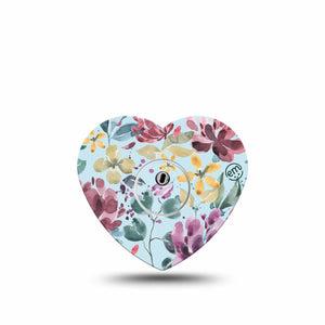 ExpressionMed Botanical Blooms Freestyle Libre 3 Heart Shape Tape Single Tape and Single Sticker Natural Elegance Plaster Pump Design Patch CGM Design