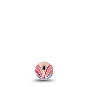 ExpressionMed Watercolor Fan Freestyle Libre 3 and Libre 3 Plus Sticker, Single Sticker Soft blue red tone fan pattern Waterproof Adhesive Tape for CGM