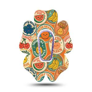 ExpressionMed Fruit Stickers Dexcom G6 Flower, Single Tape and Single Sticker Summer fruit print Adhesive Tape for CGM