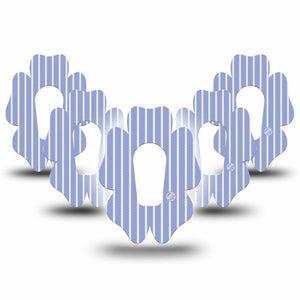 ExpressionMed Blue Stripes Dexcom G6 Flower, 5-Pack Light blue and white stripes Plaster for Continuous Glucose Monitor