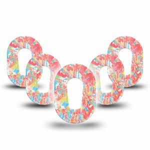 ExpressionMed Faded Summer Dexcom G6 Mini Tape 5-Pack Tape Vintage Cool Blue Orange Pattern, Adhesive Tape CGM Design