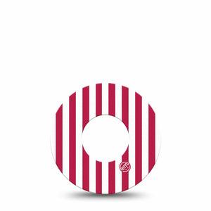 ExpressionMed Red Stripes Freestyle Libre, Libre 2 Plus, and Abbott Lingo, Single Tape Classic red stripe Fixing Ring Patch for CGM