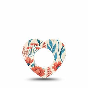 ExpressionMed Desert Wildflower Freestyle Libre, Libre 2 Plus, and Abbott Lingo Heart, Single Tape Red and teal florals Overlay Tape for CGM