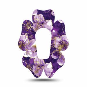 ExpressionMed Plum Gold Dexcom G6 Flower, Single Tape Purple gold hibiscus Overlay Tape for CGM