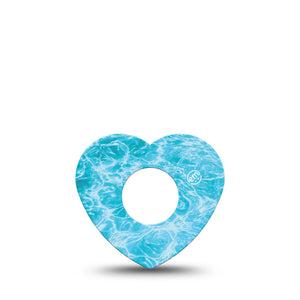 ExpressionMed Sunlit Water Infusion Heart, 5-Pack Summer pool inspired Overlay Patch For Insulin Pump