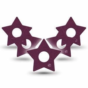 ExpressionMed Wine Red Freestyle Libre 3 and Libre 3 Plus Star Shape Tape, 5-Pack Tape Solid Deep Red, Patch CGM Design