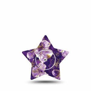 ExpressionMed Plum Gold Freestyle Libre, Libre 2 Plus, and Abbott Lingo Star, Single Tape and Single Sticker Deep purple and gold Patch for CGM