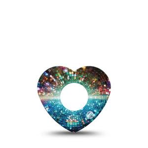 ExpressionMed Disco Lights Infusion Heart, 5-Pack Dance floor inspired Overlay Patch For Insulin Pump