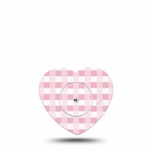 ExpressionMed Pink Gingham Freestyle Libre 2 and Libre 2 Plus Heart Shape Tape, Abbott Lingo,  Single Tape & Single Sticker Vintage Plaid, Adhesive Patch CGM Design