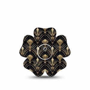 ExpressionMed Midnight Deco Freestyle Libre 3 and Libre 3 Plus Flower, Single Tape and Single Sticker Vintage deco pattern Adhesive Tape for CGM