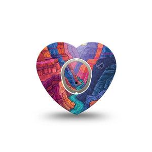 ExpressionMed Grand Canyon Dexcom G7 and Dexcom Stelo Glucose Biosensor System Heart, Single Tape and Single Sticker rugged landscape pattern Best Covers for CGM