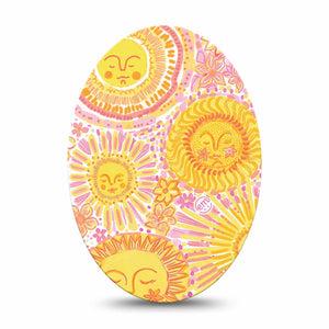 ExpressionMed Bright Sunshine Medtronic Guardian Enlite Universal Oval, Single Tape sunny yellow pattern Vinyl Decoration for CGM