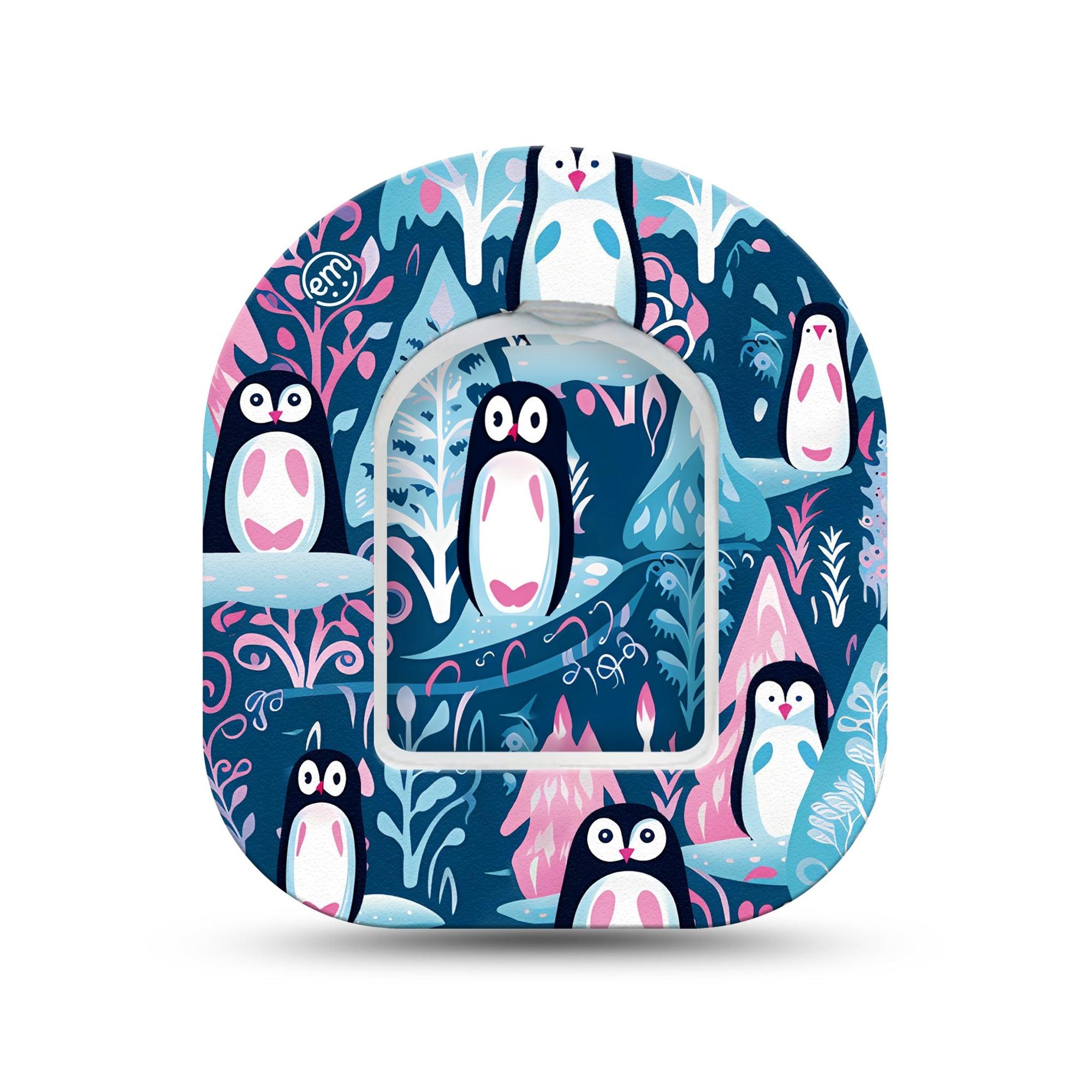 ExpressionMed Penguins Omnipod Surface Center Sticker and Mini Tape Tiny Birds Vinyl Sticker and Tape Design Pump Design