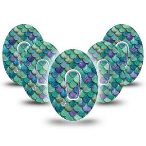 ExpressionMed Mermaid Scales Dexcom G6, 5-Pack Tape and 5-Pack Sticker mermaid scale pattern Decorative Decal for CGM