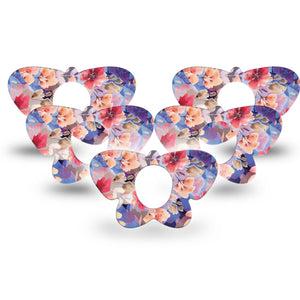 ExpressionMed Magical Blooms Dexcom G7 Butterfly Shape Tape, Dexcom Stelo Glucose Biosensor System, 5-Pack Tape Relaxing Flowerets, Adhesive Tape CGM Design