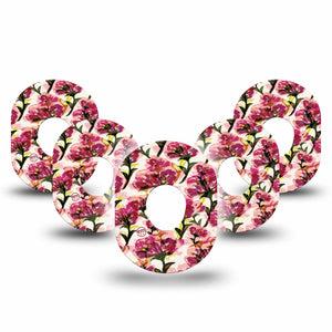 ExpressionMed Maroon Flowers Dexcom G7 Tape, Dexcom Stelo Glucose Biosensor System, 5-Pack Tape Wine Red Gossamer Florals, Overlay Tape CGM Design