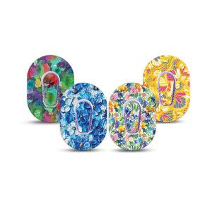 ExpressionMed Summer Splash Variety Pack Dexcom G6 Mini Tape, 4-Pack Tape and 4-Pack Sticker Variety Jewel Toned Florals, Adhesive Tape CGM Design