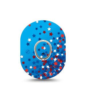 ExpressionMed Confetti Stars Dexcom G7 Tape, Dexcom Stelo Glucose Biosensor System, Single Tape and Single Sticker Sprinkle Of American Stars, Overlay Tape CGM Design