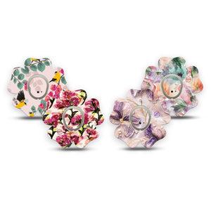 ExpressionMed Warm Florals Dexcom G7 and Dexcom Stelo Glucose Biosensor System Flower, tape and sticker  Pale pink garden Fixing Ring Patch for CGM