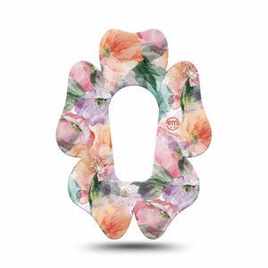 ExpressionMed Flower Clouds Dexcom G6 Flower Shape Tape Single Tape Peachy and Pink Petals, Adhesive Patch Continuous Glucose Monitor Design