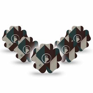 ExpressionMed Timberline  Freestyle Libre 3 and Libre 3 Plus Flower, 5-Pack Tape and 5-Pack Sticker Nature inspired Waterproof Plaster for Continuous Glucose Monitor