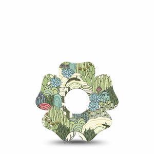 ExpressionMed Cactus Freestyle Libre 3 and Libre 3 Plus Flower Shape Tape Single Tape Desert Canyon Florals, Plaster CGM Design