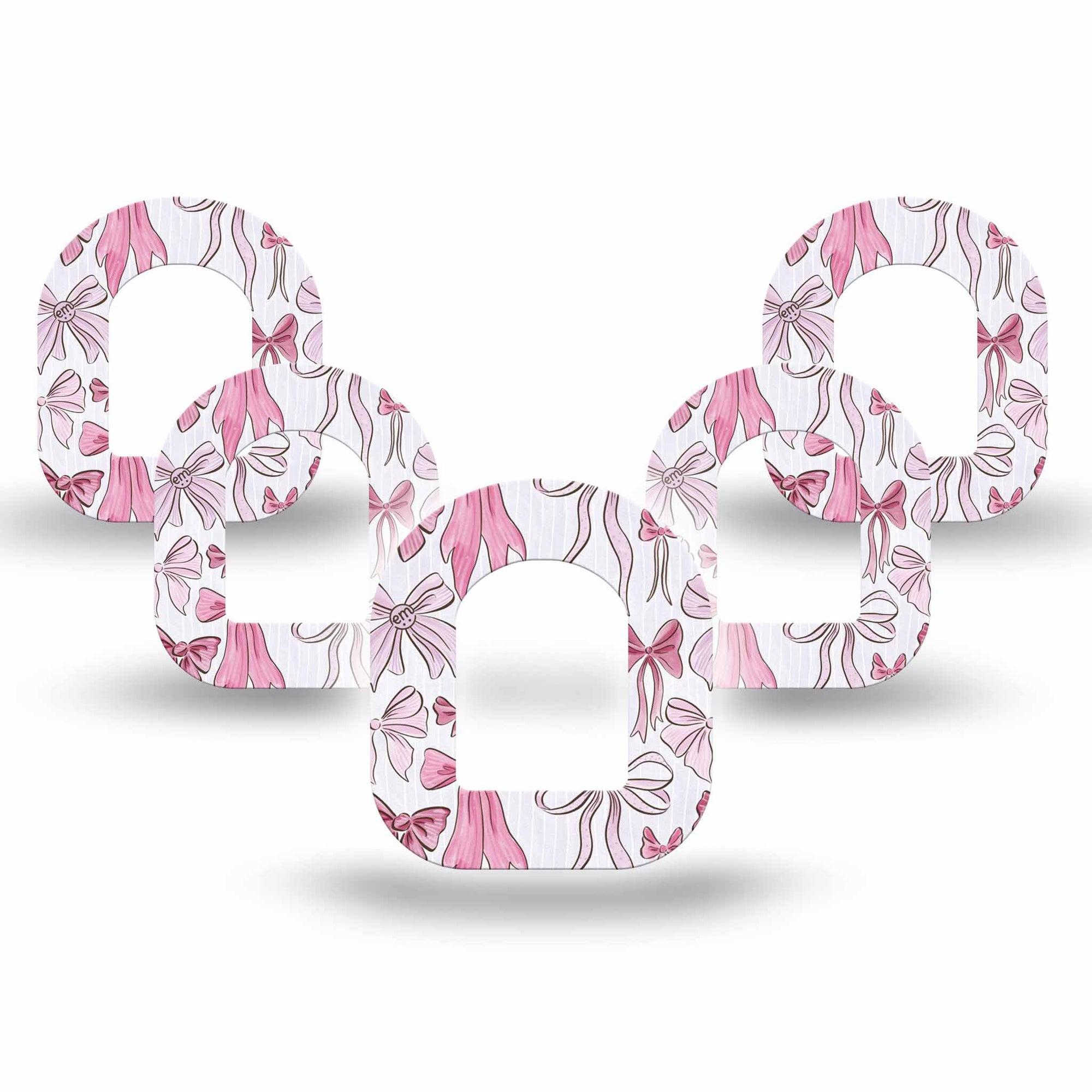 ExpressionMed Bows and Ribbons Omnipod Mini Tape 5-Pack Tape Delicate Pink Bows, Adhesive Tape Pump Design