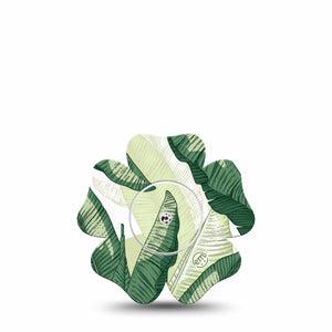 ExpressionMed Palm Leaf Freestyle Libre, Libre 2 Plus, and Abbott Lingo Flower, Single Tape and Single Sticker Shades of green  Adhesive Tape for CGM