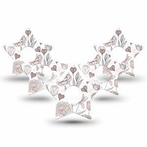 ExpressionMed Minimalist Botanical Freestyle Libre 3 and Libre 3 Plus Star, 5-Pack Clean plant linework Decorative Patch for Continuous Glucose Monitor
