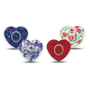 ExpressionMed Heritage Floral Dexcom G7 and Dexcom Stelo Glucose Biosensor System Heart, tape and sticker  classic botanical pattern Vinyl Decoration for CGM