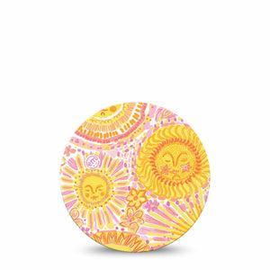 ExpressionMed Bright Sunshine Freestyle Libre, Libre 2 Plus, and Abbott Lingo OverPatch, Single Tape sunny golden design Fixing Ring Tape for Continuous Glucose Monitor