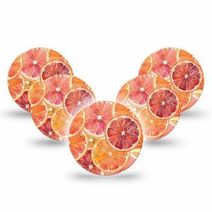 ExpressionMed Oranges Freestyle Libre 3 and Libre 3 Plus OverPatch, 5-Pack Watercolor blood oranges Plaster for Continuous Glucose Monitor