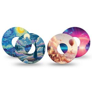 ExpressionMed Cosmic Daydreams Variety Pack Freestyle Libre 3 and Libre 3 Plus Tape, 4-Pack Tape Variety Airy Horizons, Adhesive Tape Continuous Glucose Monitor Design